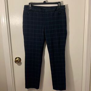 Banana Republic GUC blue/green tartan Sloan straight leg skinny fit Sz 6 petite